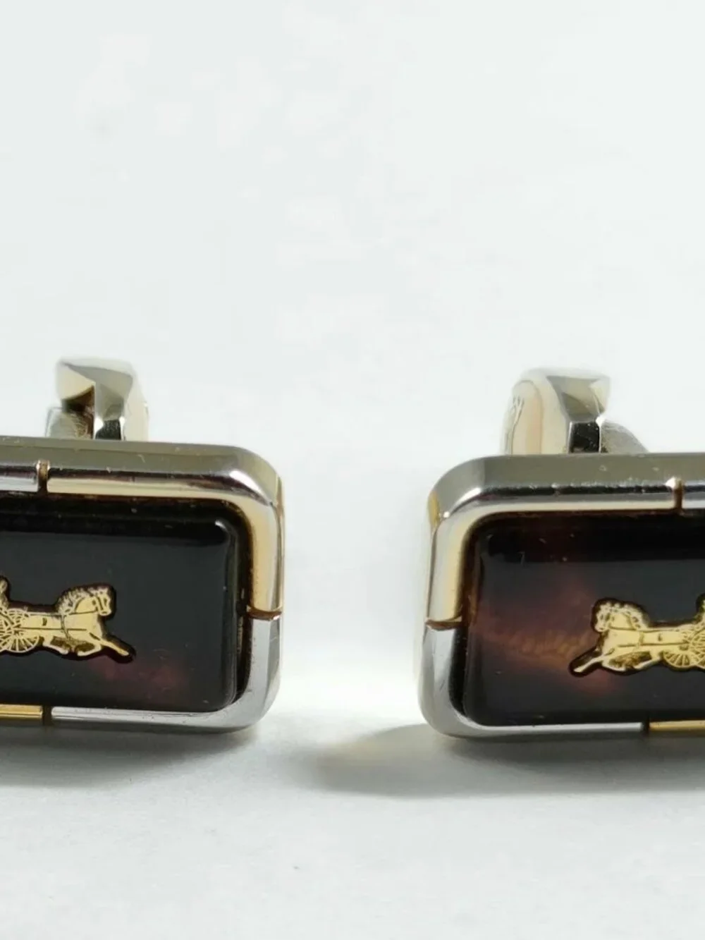Vintage Celine Paris Horse & Carriage Cufflinks with Original Box